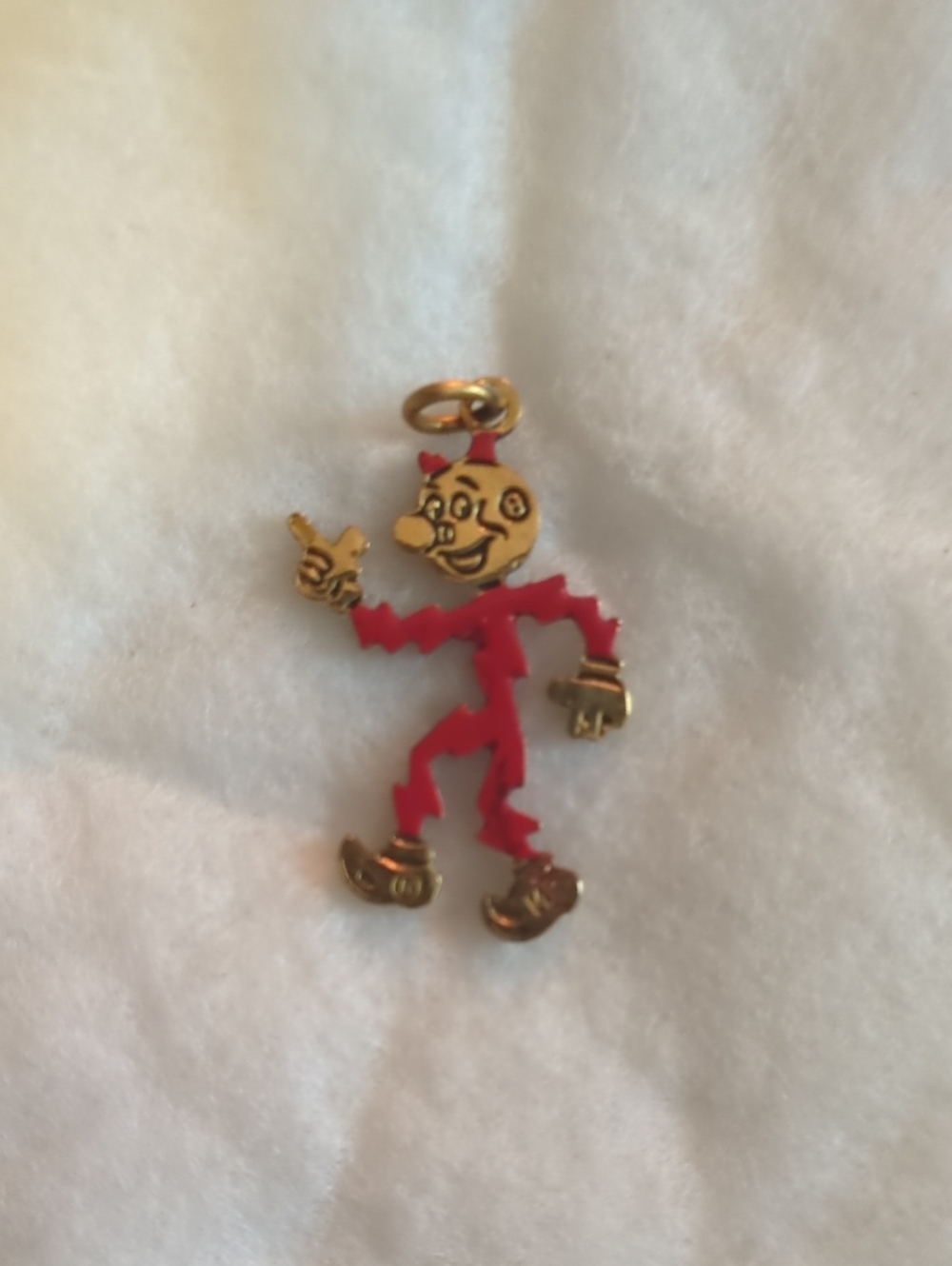 Vintage Reddy Kilowatt Red Zigzag Character Enamel Charm Pendant